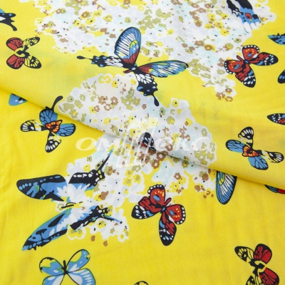 Плательная ткань "Софи" 7.2, 75 гр/м2, шир.150 см, принт бабочки - купить в Чите. Цена 241.49 руб.
