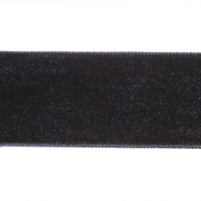 Лента бархатная нейлон, шир.25 мм, (упак. 45,7м), цв.03-черный - купить в Чите. Цена: 800.84 руб.