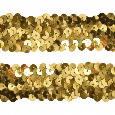 Тесьма с пайетками D16, шир. 30 мм/уп. 25+/-1 м, цвет золото - купить в Чите. Цена: 1 098.48 руб.