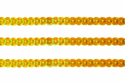 Пайетки "ОмТекс" на нитях, CREAM, 6 мм С / упак.73+/-1м, цв. 92 - золото - купить в Чите. Цена: 484.77 руб.