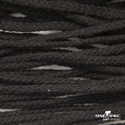 Шнур плетеный d-6 мм круглый, 70% хлопок 30% полиэстер, уп.90+/-1 м, цв.1078-черный - купить в Чите. Цена: 588 руб.