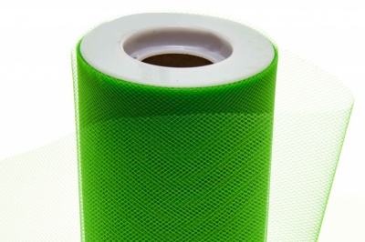 Фатин в шпульках 16-146, 10 гр/м2, шир. 15 см (в нам. 25+/-1 м), цвет зелёный - купить в Чите. Цена: 100.69 руб.