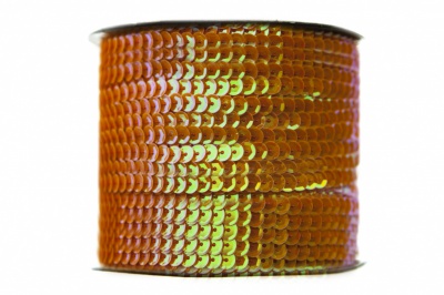 Пайетки "ОмТекс" на нитях, CREAM, 6 мм С / упак.73+/-1м, цв. 88 - оранжевый - купить в Чите. Цена: 300.55 руб.