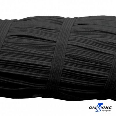 Резиновые нити с текстильным покрытием, шир. 6 мм (55 м/уп), цв.-черный - купить в Чите. Цена: 210.75 руб.