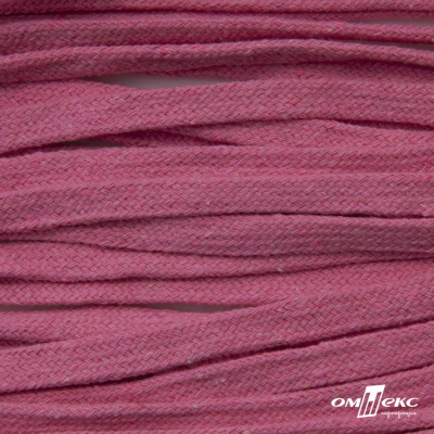Шнур плетеный d-8 мм плоский, 70% хлопок 30% полиэстер, уп.85+/-1 м, цв.1029-розовый - купить в Чите. Цена: 735 руб.