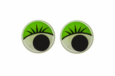 Глазки для игрушек, круглые, с бегающими зрачками, 15 мм/упак.50+/-2 шт, цв. -зеленый - купить в Чите. Цена: 113.01 руб.