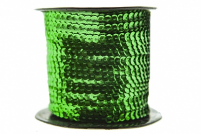 Пайетки "ОмТекс" на нитях, SILVER-BASE, 6 мм С / упак.73+/-1м, цв. 4 - зеленый - купить в Чите. Цена: 484.77 руб.