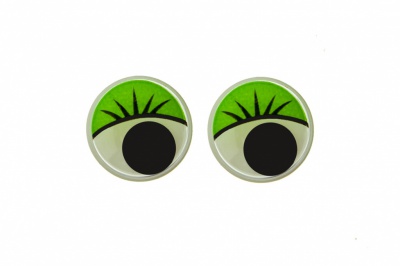 Глазки для игрушек, круглые, с бегающими зрачками, 12 мм/упак.50+/-2 шт, цв. -зеленый - купить в Чите. Цена: 96.01 руб.