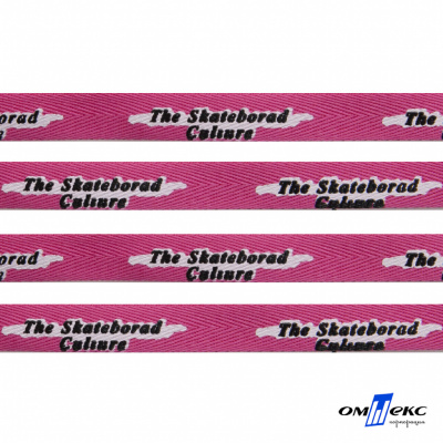 Тесьма отделочная (киперная) 10 мм, 100% хлопок,"THE SKATEBOARD CULIURE"(45 м) цв.121-26 -яр.розовый - купить в Чите. Цена: 850.62 руб.