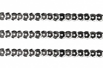 Пайетки "ОмТекс" на нитях, SILVER-BASE, 6 мм С / упак.73+/-1м, цв. 1 - серебро - купить в Чите. Цена: 468.37 руб.