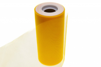 Фатин в шпульках 16-72, 10 гр/м2, шир. 15 см (в нам. 25+/-1 м), цвет жёлтый - купить в Чите. Цена: 101.71 руб.