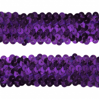 Тесьма с пайетками 12, шир. 30 мм/уп. 25+/-1 м, цвет фиолет - купить в Чите. Цена: 1 098.48 руб.