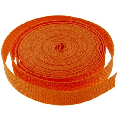 Стропа текстильная, шир. 25 мм (в нам. 50+/-1 ярд), цвет оранжевый - купить в Чите. Цена: 409.94 руб.